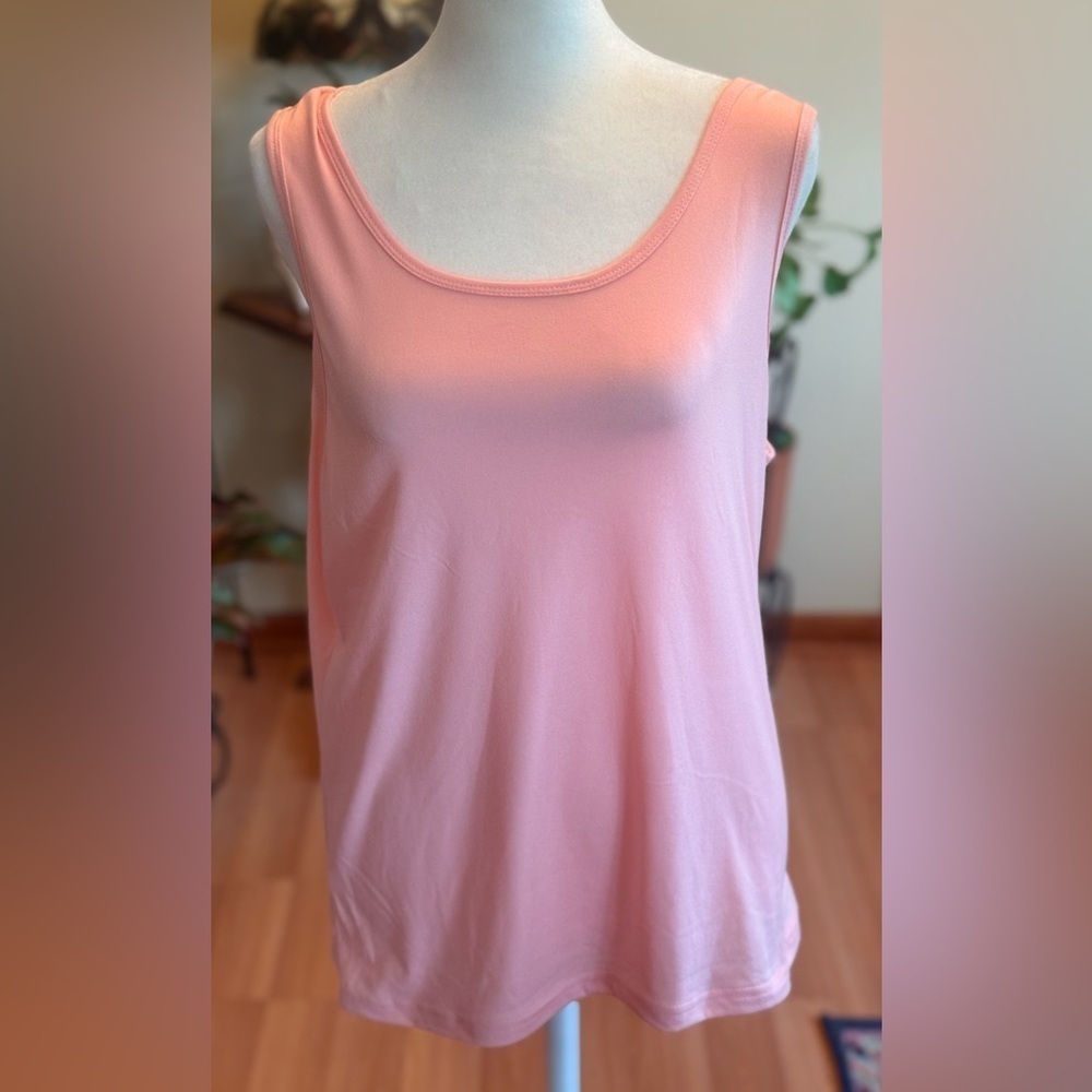 Women Light Pink Tank Top Cami Undershirt Wide Strap Summer Medium Stretch 2xl